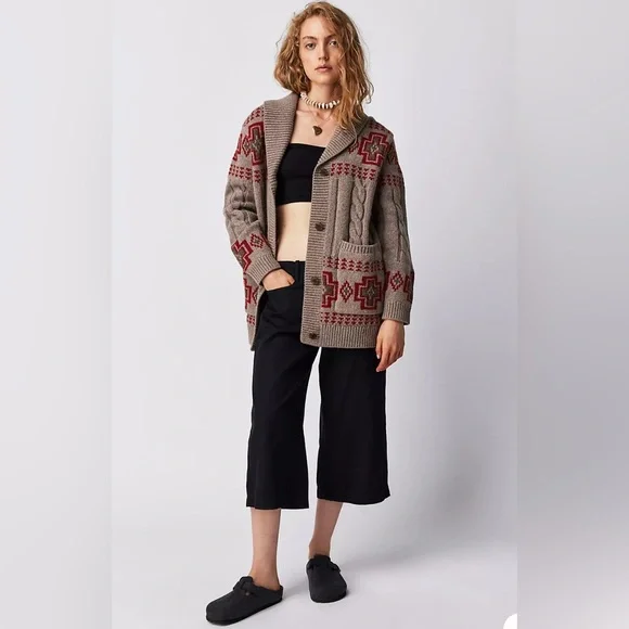 Free People & Pendleton Jace Cable Cardi Size XL - Picture 5 of 7